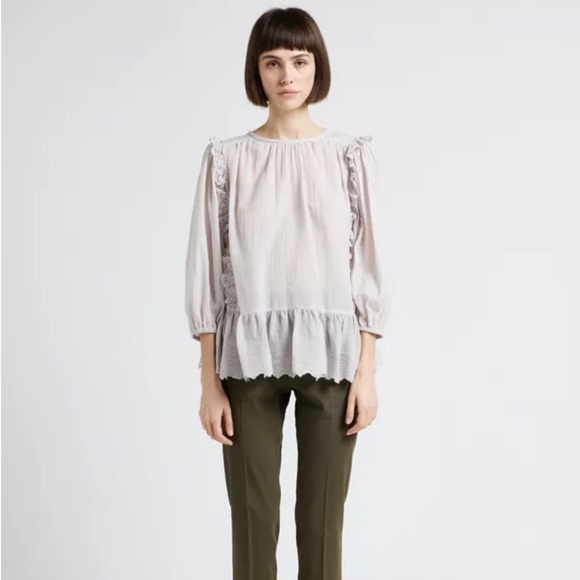 Masscob CATARINA - White Loose-fit cotton blouse with round neck Small - Picture 2 of 16